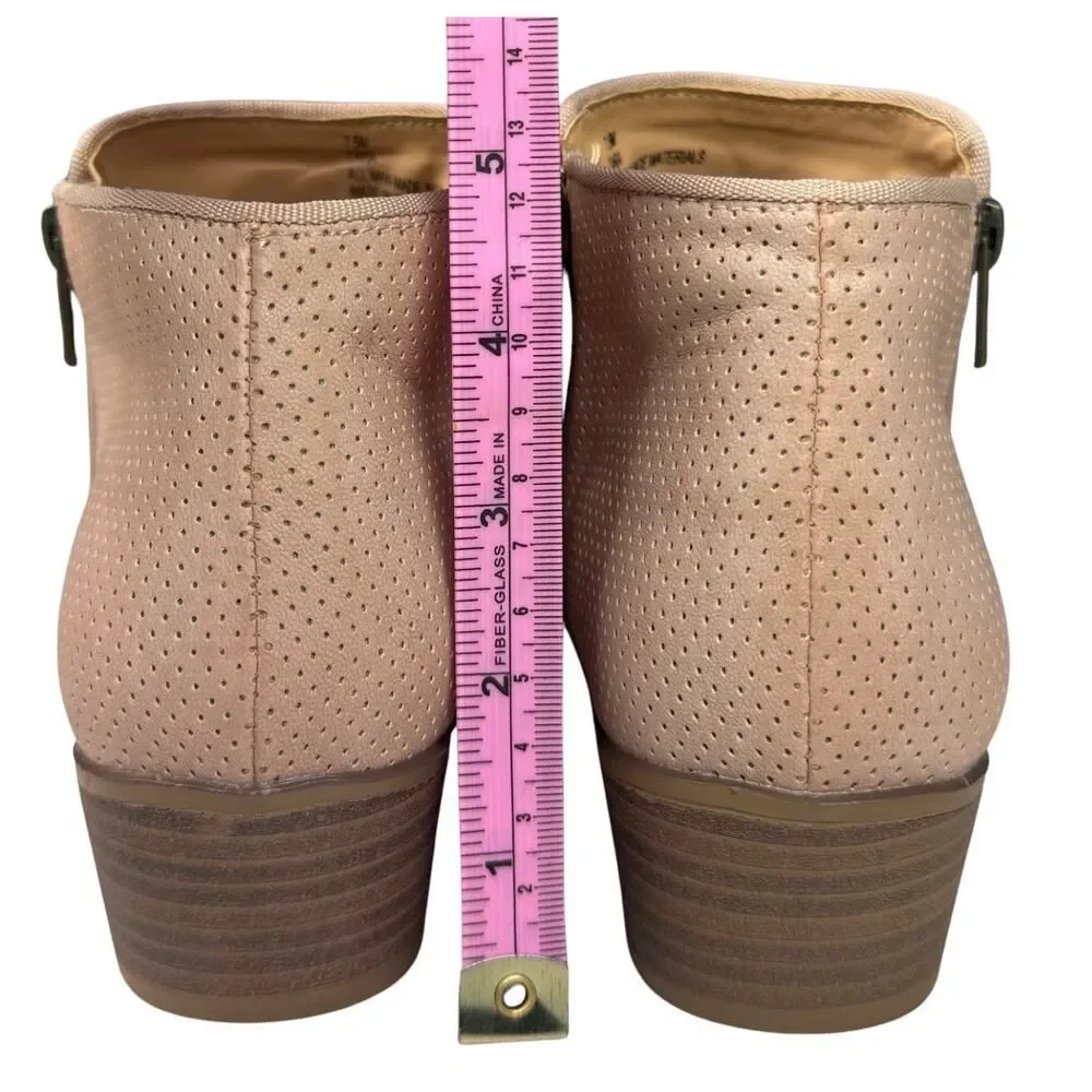 Esprit Womens Ankle Booties Tara Textured Perforated Zipper Sz 7.5 Blush Western